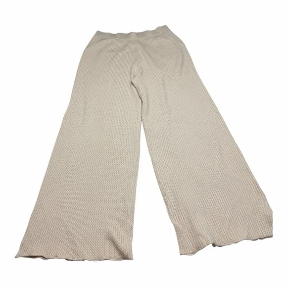 Cable knit Cream Color Wide-Leg pull on Pants - Picture 3 of 12